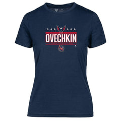 Alexander Ovechkin Washington Capitals Levelwear Women's NHL All-Time Leading Goal Scorer Milestone Stars Name & Number Maddox T-Shirt