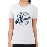 Seattle Mariners G-III 4Her by Carl Banks Women's Super-Slim Fit Lightweight Distressed Baseball Team T-Shirt - White