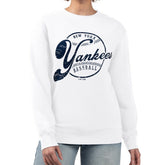 New York Yankees G-III 4Her by Carl Banks Women's Distressed Baseball Team Fleece Pullover Sweatshirt - White
