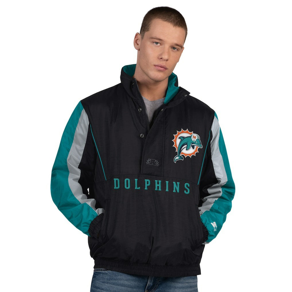 NFL Miami Dolphins Starter Thursday Night Gridiron Vintage Logo Half-Zip Jacket