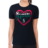 Seattle Mariners G-III 4Her by Carl Banks Women's Super-Slim Fit Lightweight Double Heart T-Shirt - Navy