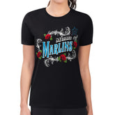 Miami Marlins G-III 4Her by Carl Banks Women's Super-Slim Fit Lightweight Retro Roses T-Shirt - Black