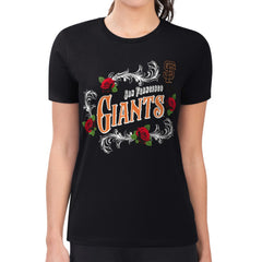 San Francisco Giants G-III 4Her by Carl Banks Women's Super-Slim Fit Lightweight Retro Roses T-Shirt - Black