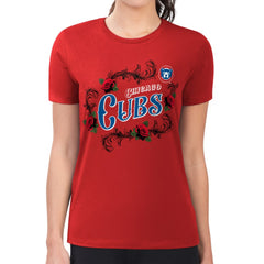 Chicago Cubs G-III 4Her by Carl Banks Women's Super-Slim Fit Lightweight Retro Roses T-Shirt - Red