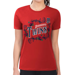 Minnesota Twins G-III 4Her by Carl Banks Women's Super-Slim Fit Lightweight Retro Roses T-Shirt - Red