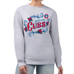 Chicago Cubs G-III 4Her by Carl Banks Women's Retro Roses Fleece Pullover Sweatshirt - Gray