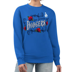Los Angeles Dodgers G-III 4Her by Carl Banks Women's Retro Roses Fleece Pullover Sweatshirt - Royal