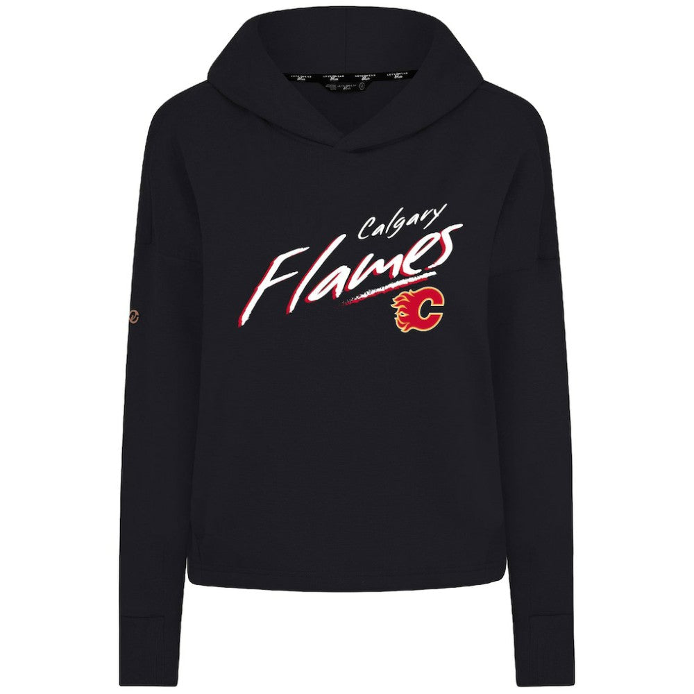 Calgary Flames Levelwear Women's Sweet Sizzle Tri-Blend Cropped Pullover Hoodie