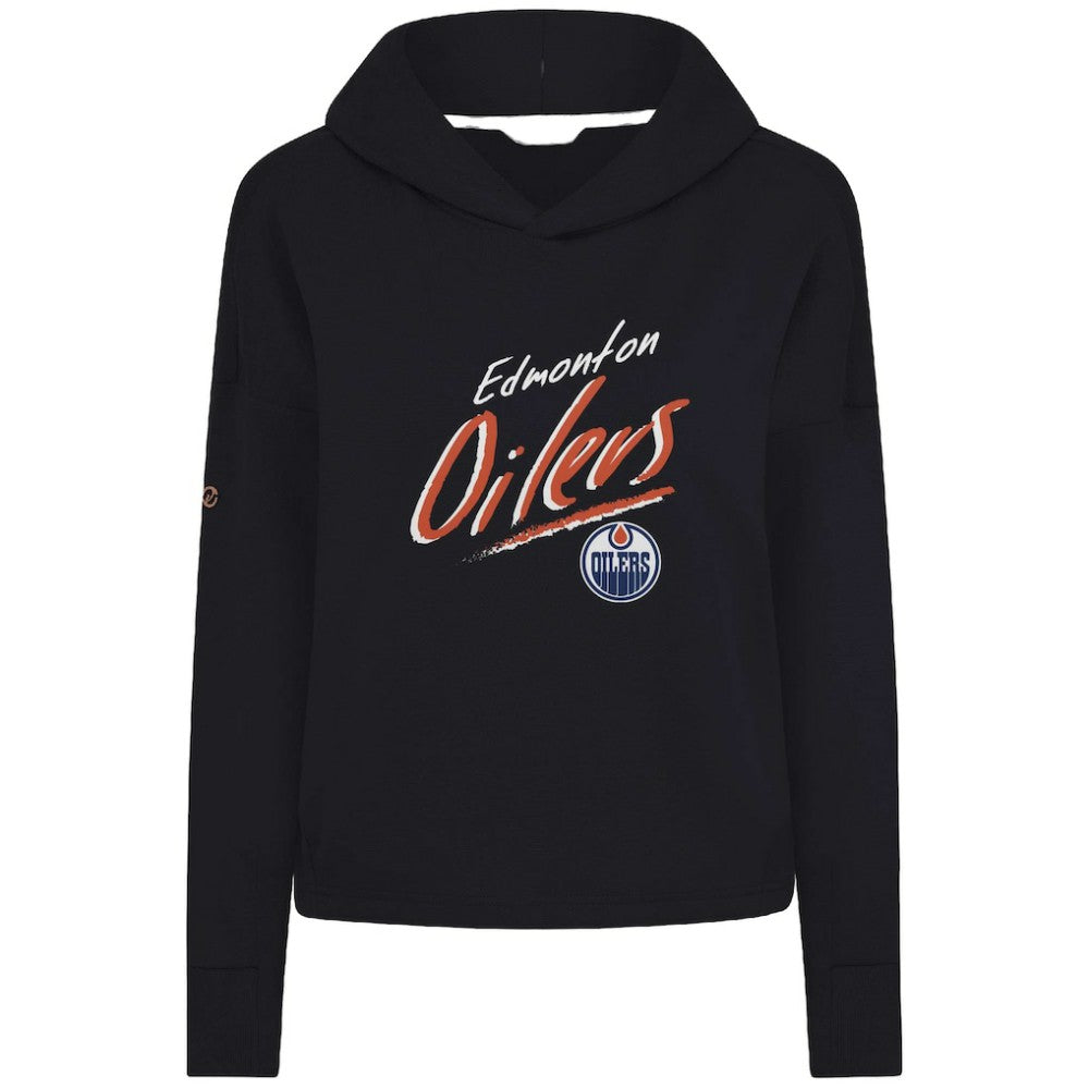 Edmonton Oilers Levelwear Women's Sweet Sizzle Tri-Blend Cropped Pullover Hoodie