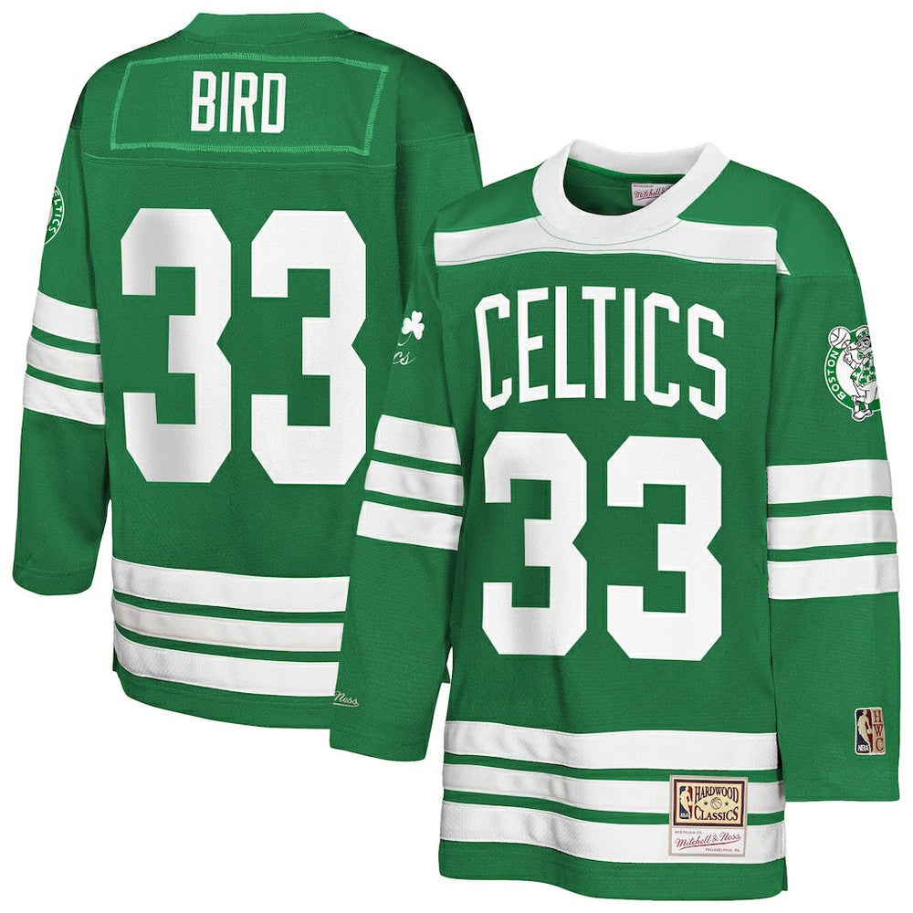 Larry Bird Boston Celtics Youth Maxxed Out 2.0 Fashion Hockey Jersey - Kelly Green | Mitchell & Ness on sale