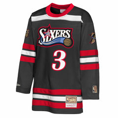 Allen Iverson Philadelphia 76ers Youth Maxxed Out 2.0 Fashion Hockey Jersey - Black | Mitchell & Ness cheap