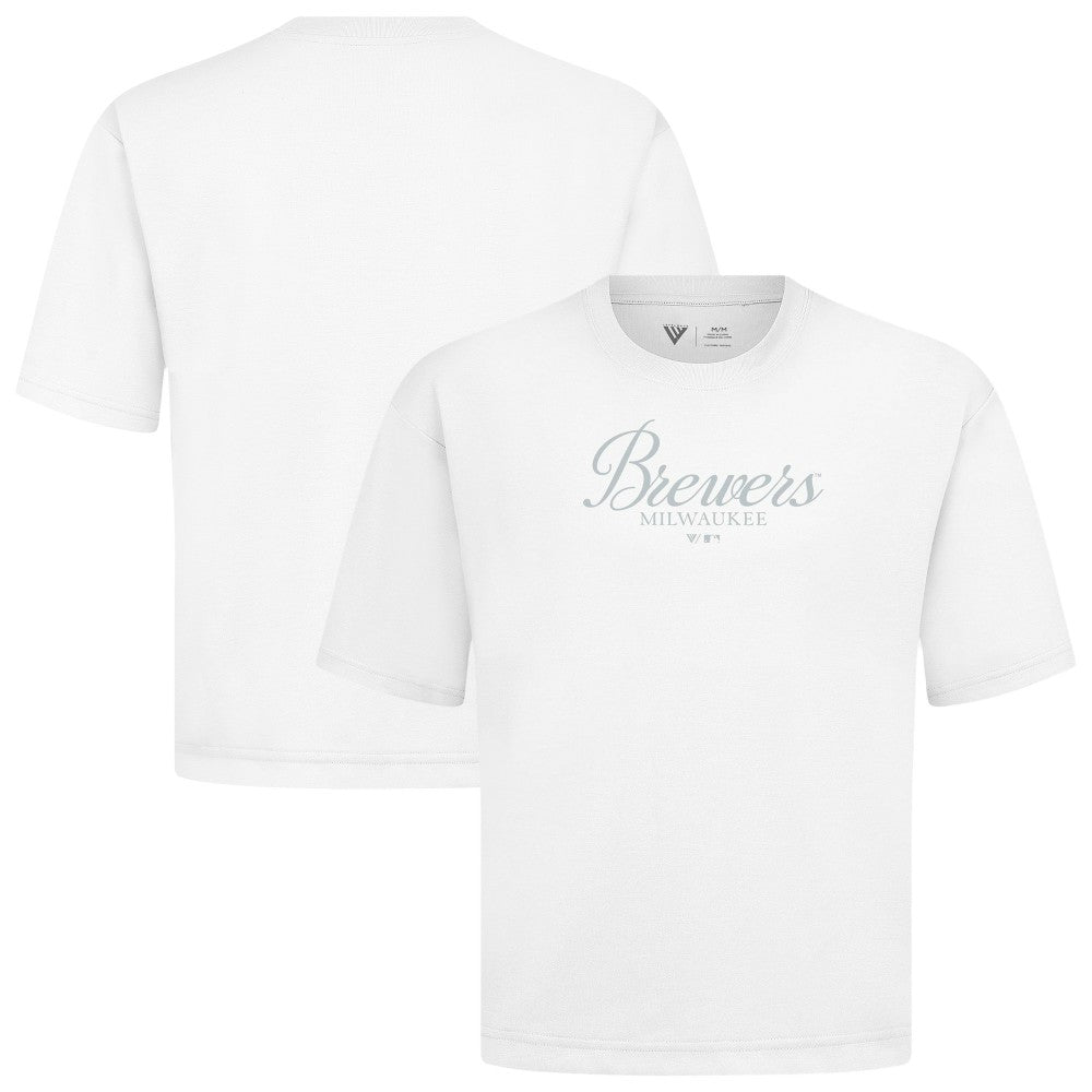 Milwaukee Brewers Levelwear Ethereal Oversized Luxe Signature Knit T-Shirt - White