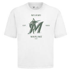 Miami Marlins Levelwear Crossway Oversized Luxe Signature Knit T-Shirt - White