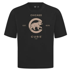 Chicago Cubs Levelwear Crossway Oversized Luxe Signature Knit T-Shirt - Black