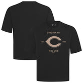 Cincinnati Reds Levelwear Crossway Oversized Luxe Signature Knit T-Shirt - Black