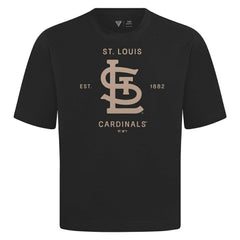 St. Louis Cardinals Levelwear Crossway Oversized Luxe Signature Knit T-Shirt - Black