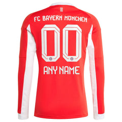 Bayern Munich 2025/26 Home Replica Long Sleeve Custom Jersey / Soccer Online