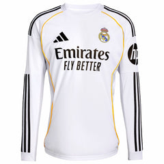 Real Madrid 2025/26 Home Replica Long Sleeve Custom Jersey / Soccer Discount
