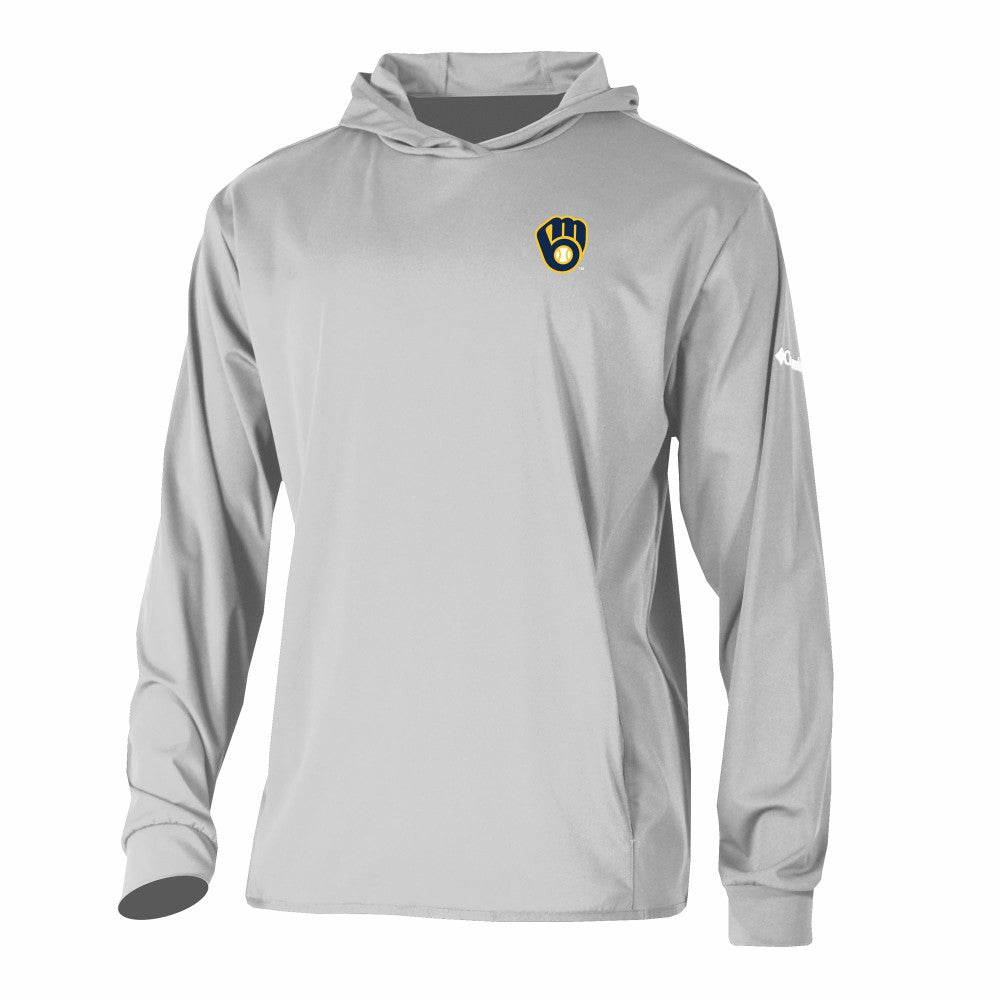 Milwaukee Brewers Long Drive Pullover Hoodie - Gray | Columbia