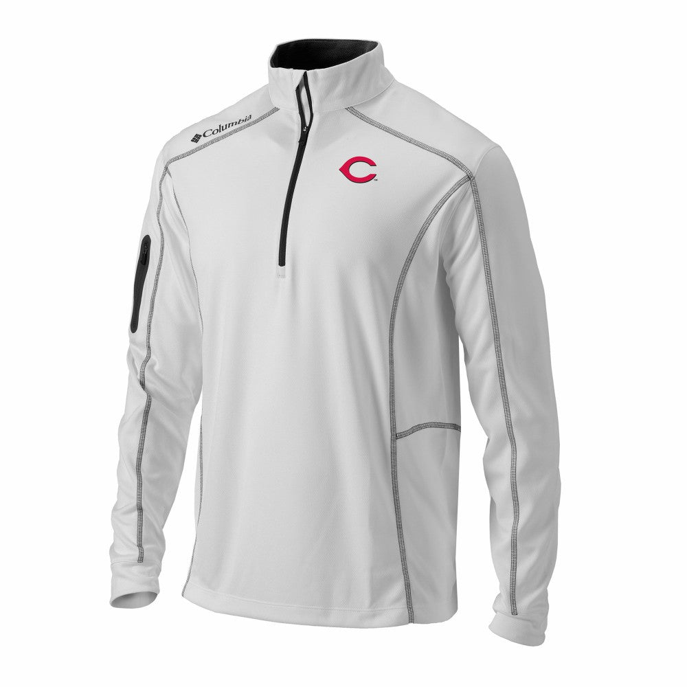 Cincinnati Reds Omni-Wick Shotgun Quarter-Zip Pullover - White | Columbia