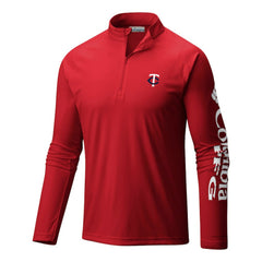 Minnesota Twins Terminal Tackle Omni-Wick Raglan Quarter-Zip Pullover - Red | Columbia
