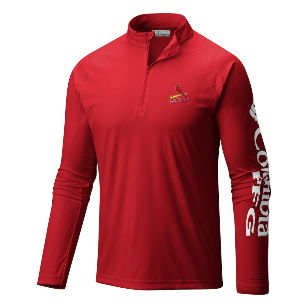 St. Louis Cardinals Terminal Tackle Omni-Wick Raglan Quarter-Zip Pullover - Red | Columbia
