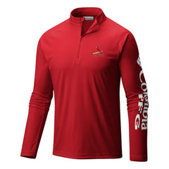 St. Louis Cardinals Terminal Tackle Omni-Wick Raglan Quarter-Zip Pullover - Red | Columbia