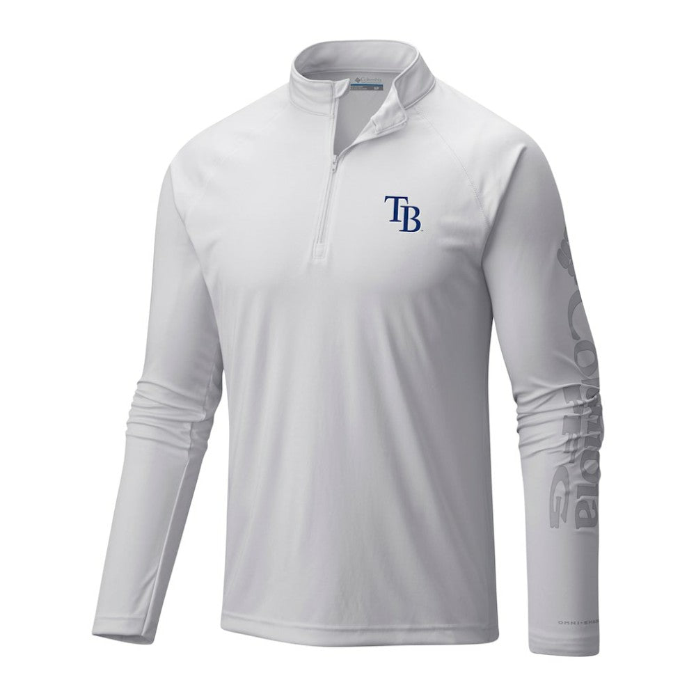 Tampa Bay Rays Terminal Tackle Omni-Wick Raglan Quarter-Zip Pullover - White | Columbia
