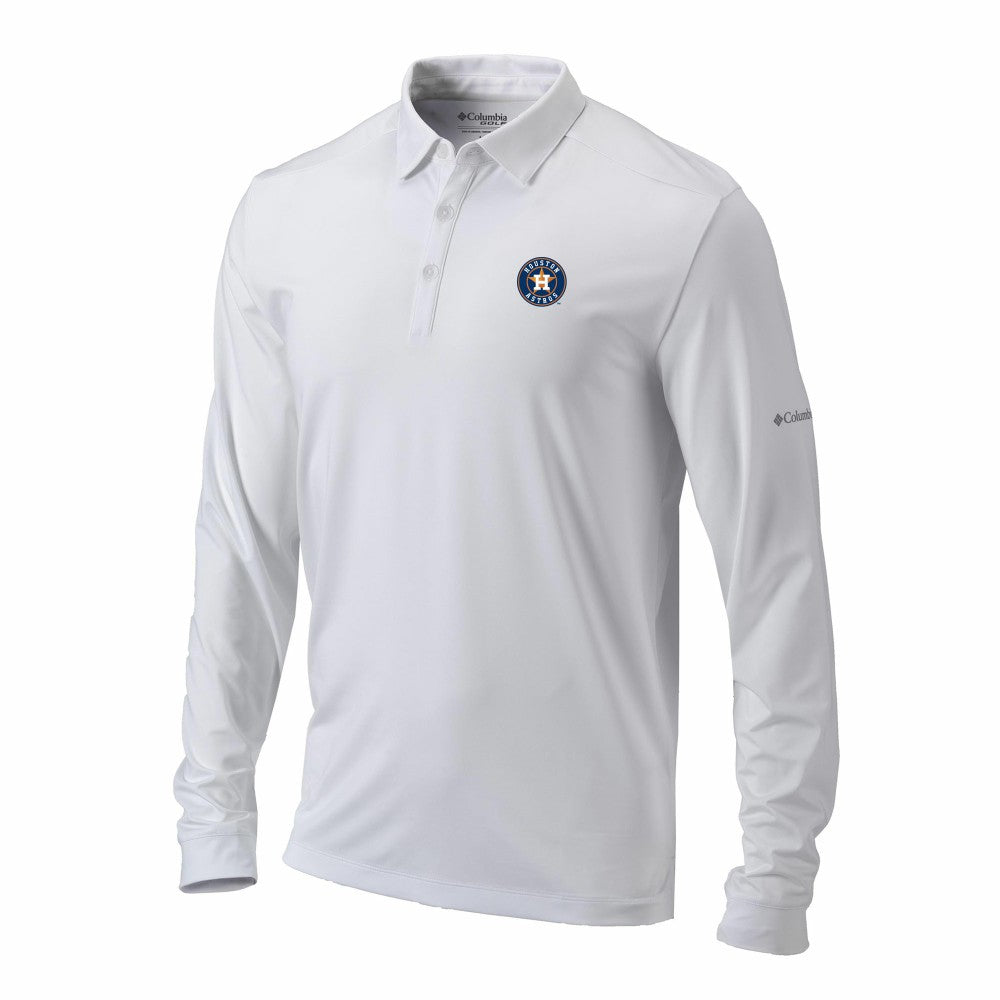 Houston Astros Omni-Wick Pin High Long Sleeve Polo - White | Columbia