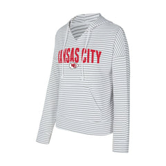 NFL Kansas City Chiefs Concepts Sport Women's Liftoff Striped V-Neck Hoodie
