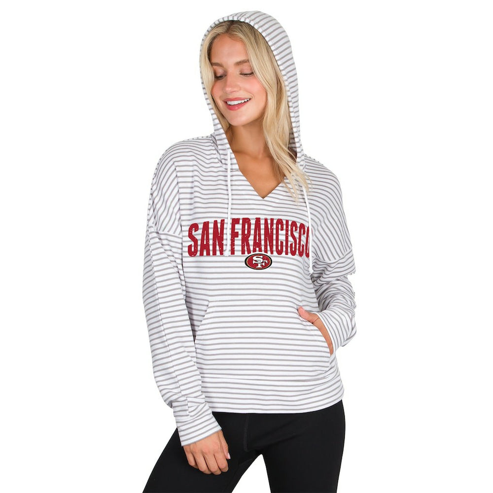 NFL San Francisco 49ers Concepts Sport Women's Liftoff Striped V-Neck Hoodie