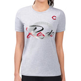 Cincinnati Reds G-III 4Her by Carl Banks Women's Super-Slim Fit Lightweight Shadow Logo Graphic T-Shirt - Heather Gray