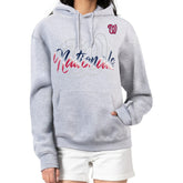 Washington Nationals G-III 4Her by Carl Banks Women's Shadow Logo Graphic Pullover Hoodie - Heather Gray