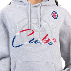 Chicago Cubs G-III 4Her by Carl Banks Women's Shadow Logo Graphic Pullover Hoodie - Heather Gray