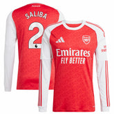 William Saliba Arsenal 2025/26 Home Replica Long Sleeve Player Jersey / Soccer Discount