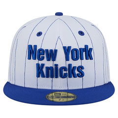 New York Knicks Wordmark Pinstripe 59FIFTY Fitted Hat - White | New Era on sale