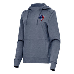 Milwaukee Brewers Antigua Women's Justice Stars and Stripes Team Logo Pullover Hoodie - Heather Navy