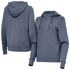 New York Mets Antigua Women's Justice Stars and Stripes Team Logo Pullover Hoodie - Heather Navy