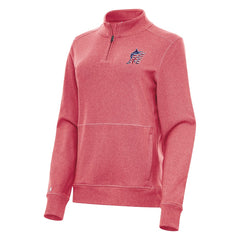 Miami Marlins Antigua Women's Crush Stars and Stripes Team Logo Quarter-Zip Pullover Top - Heather Red