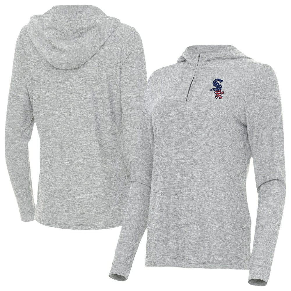 Chicago White Sox Antigua Women's Daybreak Quarter-Zip Hoodie - Heather Gray