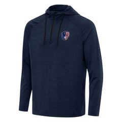 Milwaukee Brewers Antigua Spikes Stars and Stripes Team Logo Quarter-Zip Pullover Hoodie - Heather Navy
