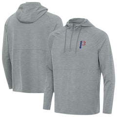 Pittsburgh Pirates Antigua Spikes Stars and Stripes Team Logo Quarter-Zip Pullover Hoodie - Heather Gray