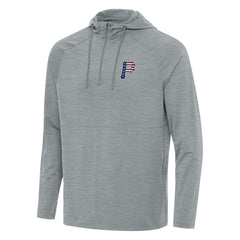 Pittsburgh Pirates Antigua Spikes Stars and Stripes Team Logo Quarter-Zip Pullover Hoodie - Heather Gray