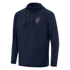 New York Mets Antigua Spikes Stars and Stripes Team Logo Quarter-Zip Pullover Hoodie - Heather Navy