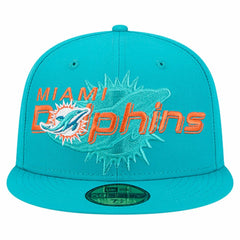 NFL Miami Dolphins Overlap Wordmark 59FIFTY Fitted Hat