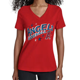 Los Angeles Angels Starter Women's Fireworks V-Neck T-Shirt - Red