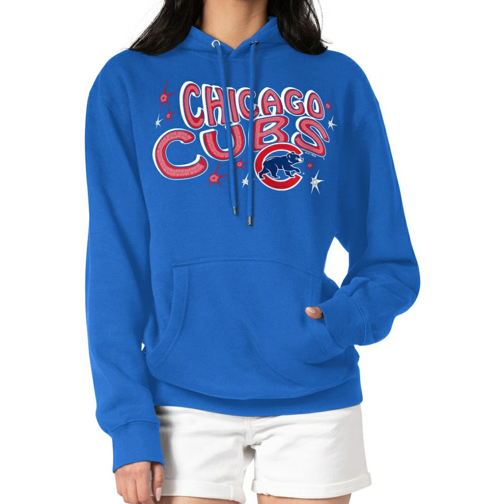 Chicago Cubs Starter Women's Fireworks Fleece Tri-Blend Pullover Hoodie - Royal