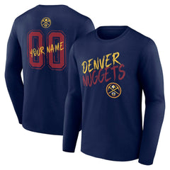 Denver Nuggets Hustle Custom Long Sleeve T-Shirt sale - Navy on sale