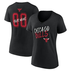Chicago Bulls Women's Hustle Custom V-Neck T-Shirt sale - Black on sale