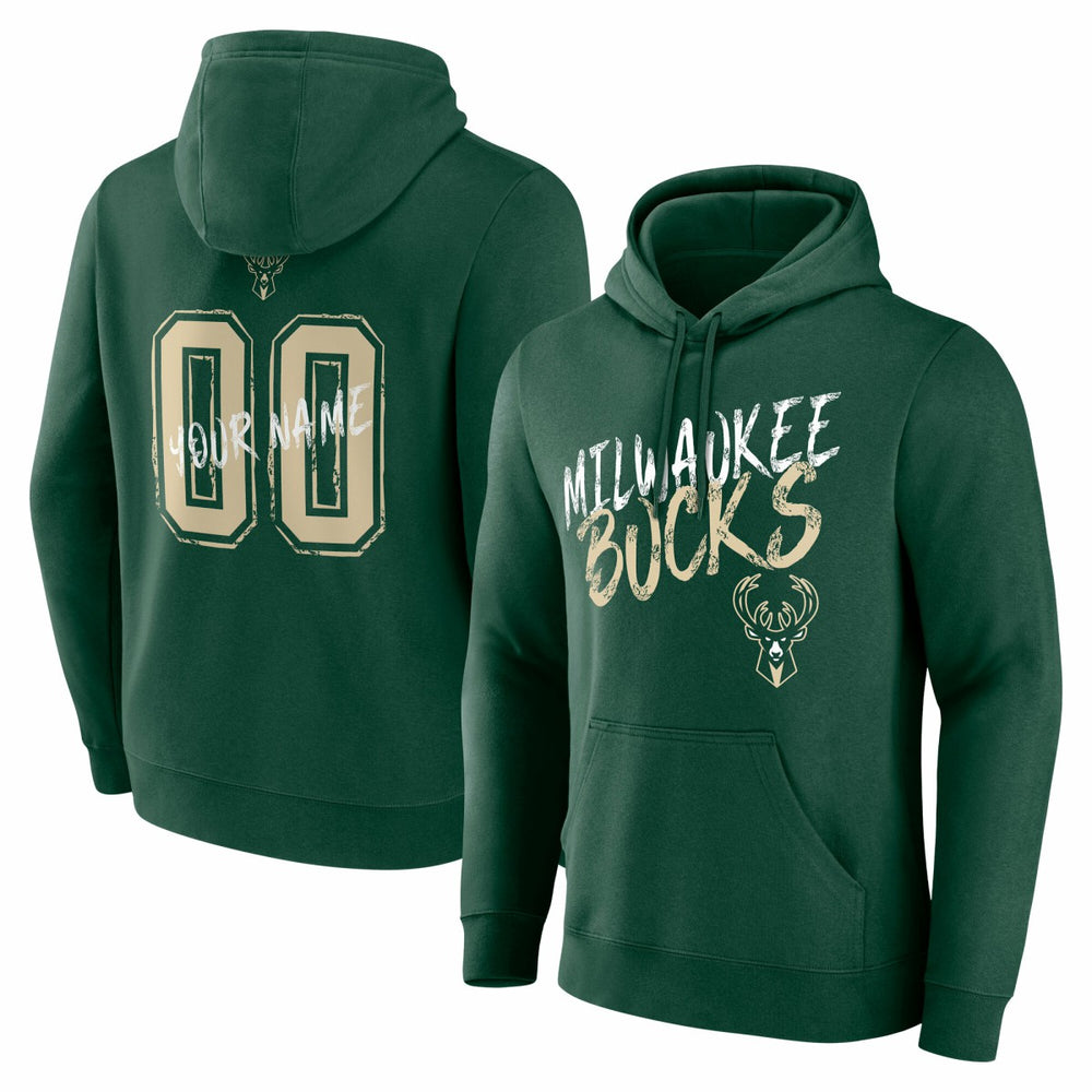 Milwaukee Bucks Hustle Custom Pullover Hoodie - Hunter Green for sale